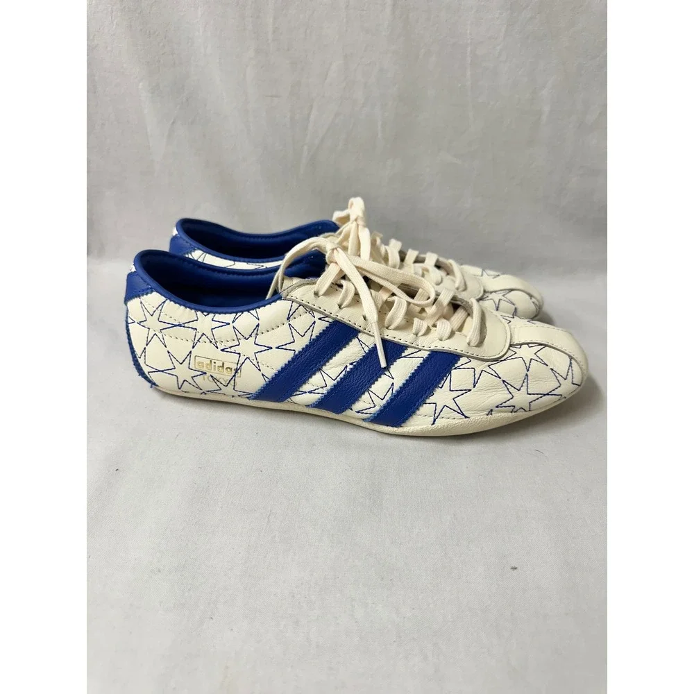 Adidas Tokyo Star Stitched Cream Blue Leather Sneakers IH6640 Womens 9.5